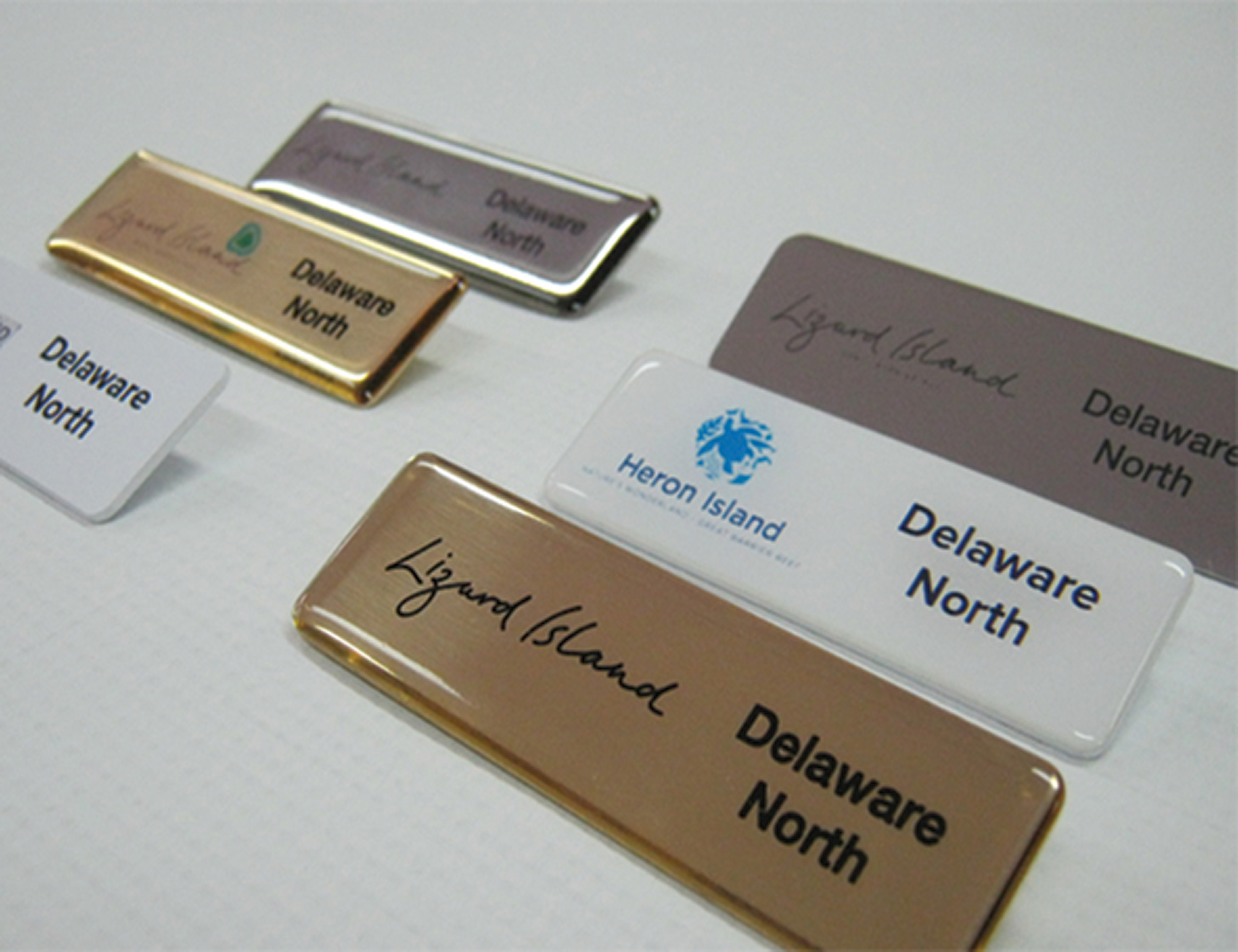 ID BADGES printed and laser etched with resin doming
