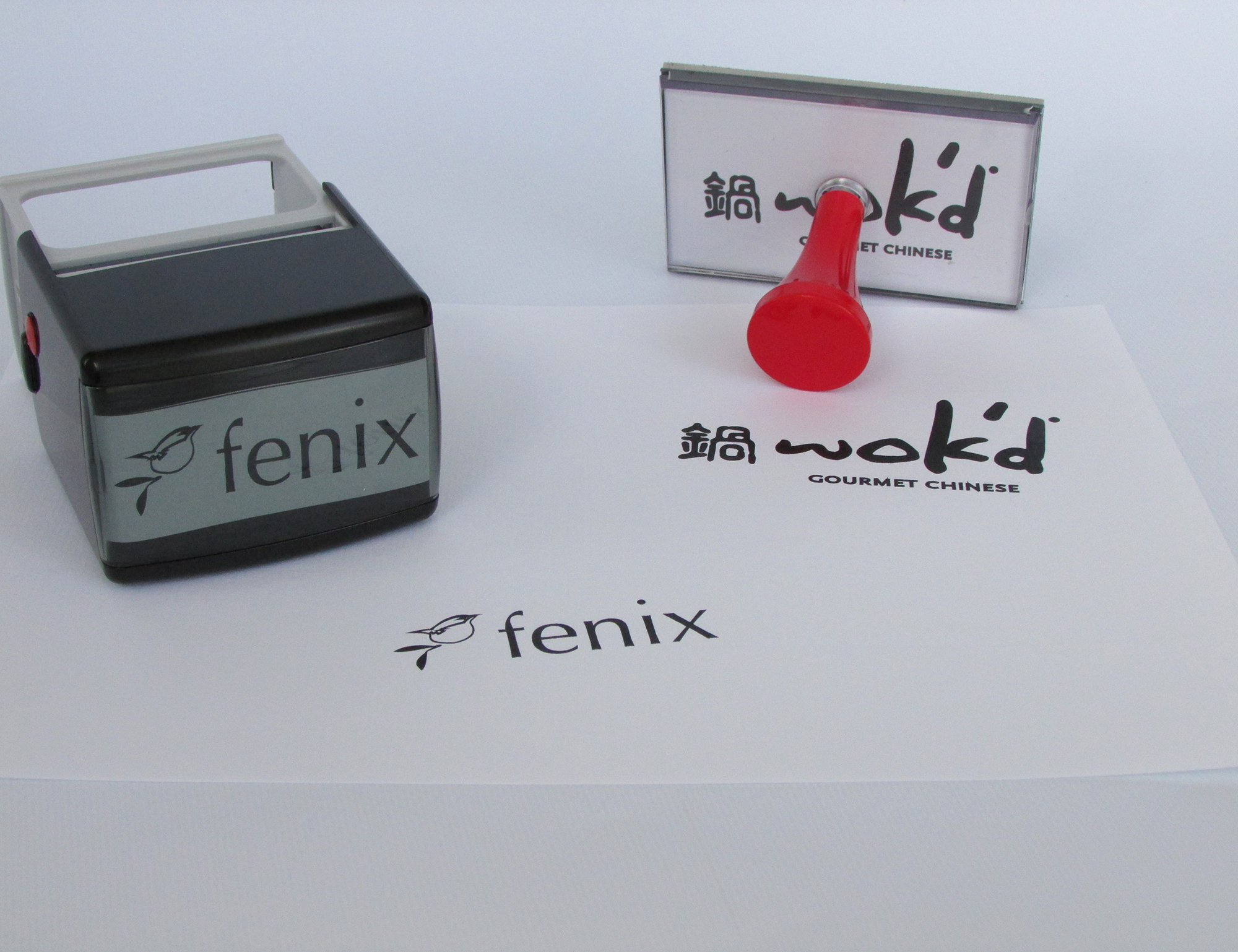 Self-inking and rubber handle stamps